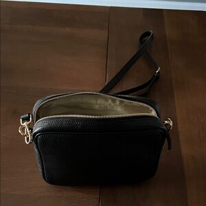 Quince Black Leather Crossbody Bag